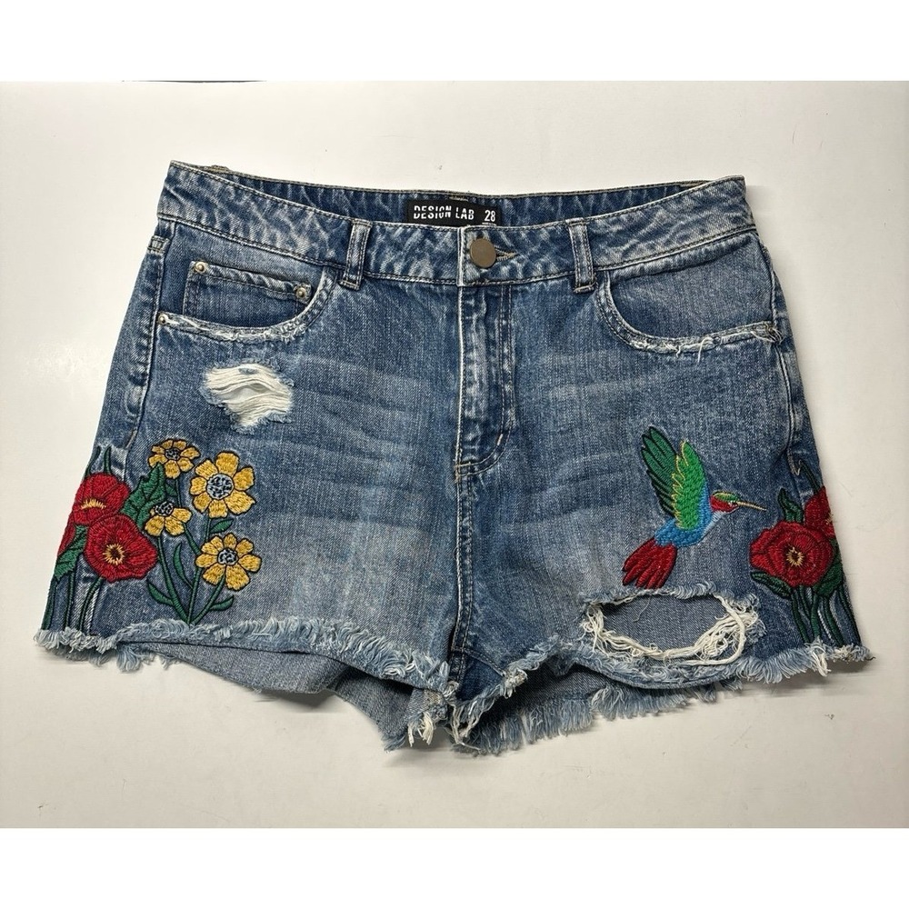 Cut off Embroidered Denim Jean Shorts (size 28)